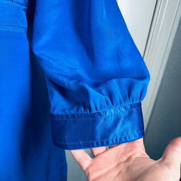 Banana Republic Royal Blue 100% Silk Shift Mini Cocktail Dress Sz Small - Picture 8 of 13